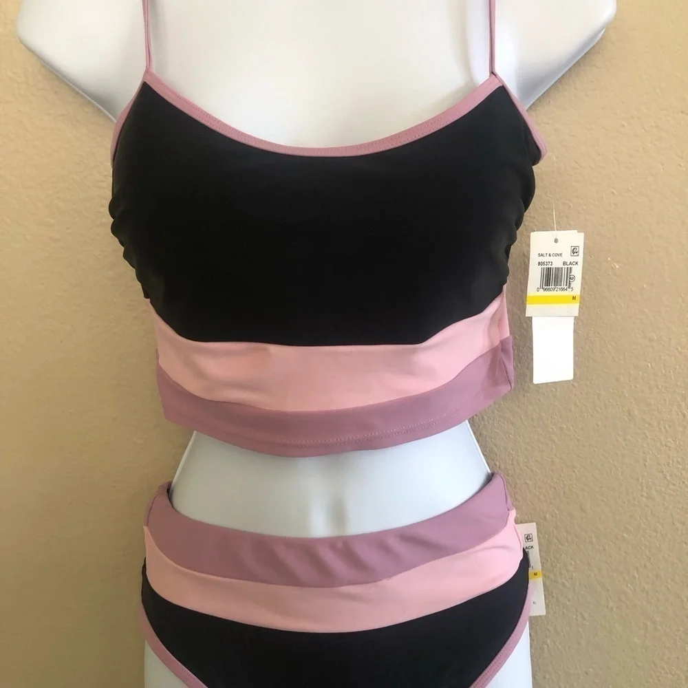 Salt +Cove Colorblock Longline Bikini Set Size M